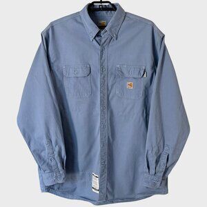 Carhartt Flame-Resistant CAT2 Button-Down Work Shirt Blue Men's 2XLT Classic Fit